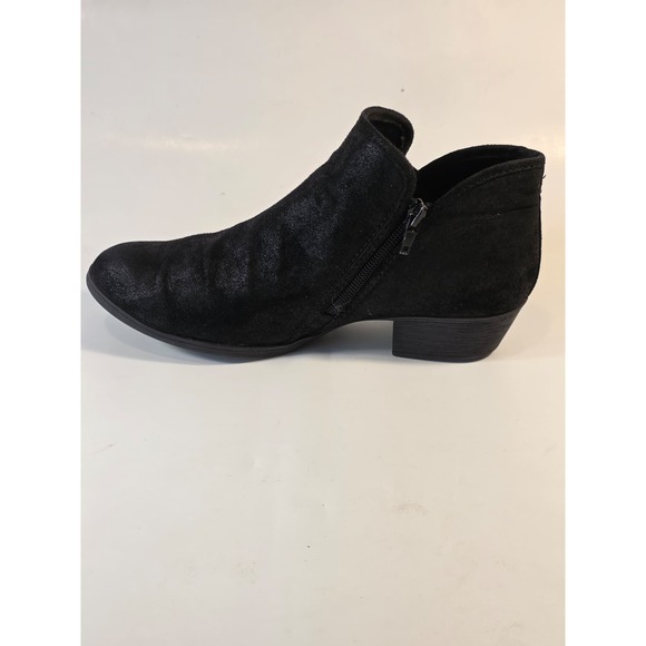 Time and Tru Womens Sz 8 Black Faux Suede Ankle Bootie Boots Block Heel Side Zip - Picture 4 of 9